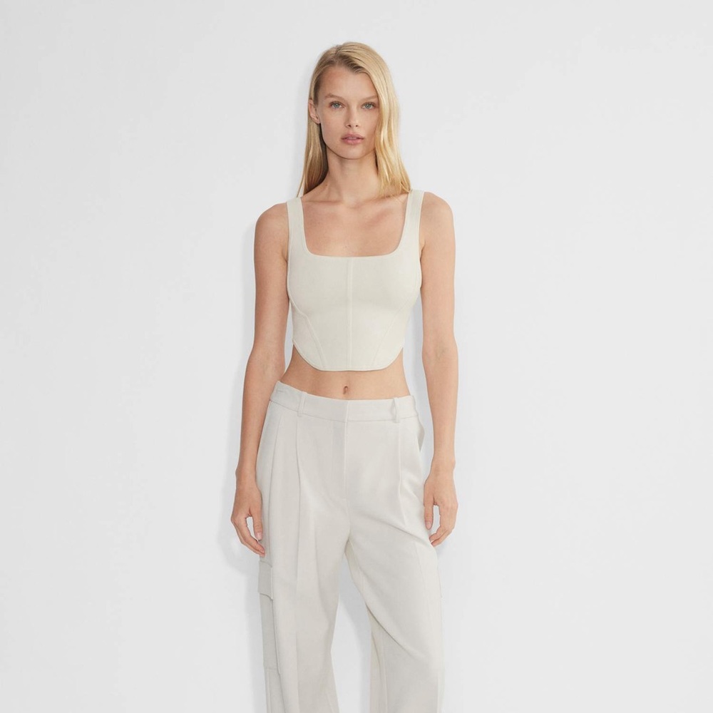 Babaton Aritzia Sculpt Knit Bustier Tank Creme Size XXS Fall Layering Capsule